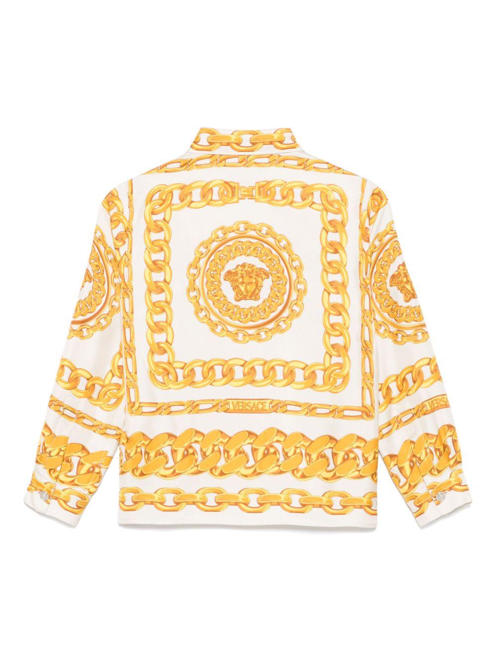 Camicia per bambino Versace Kids beige con stampa catena 10206801A14449 5E490 VERSACE KIDS 