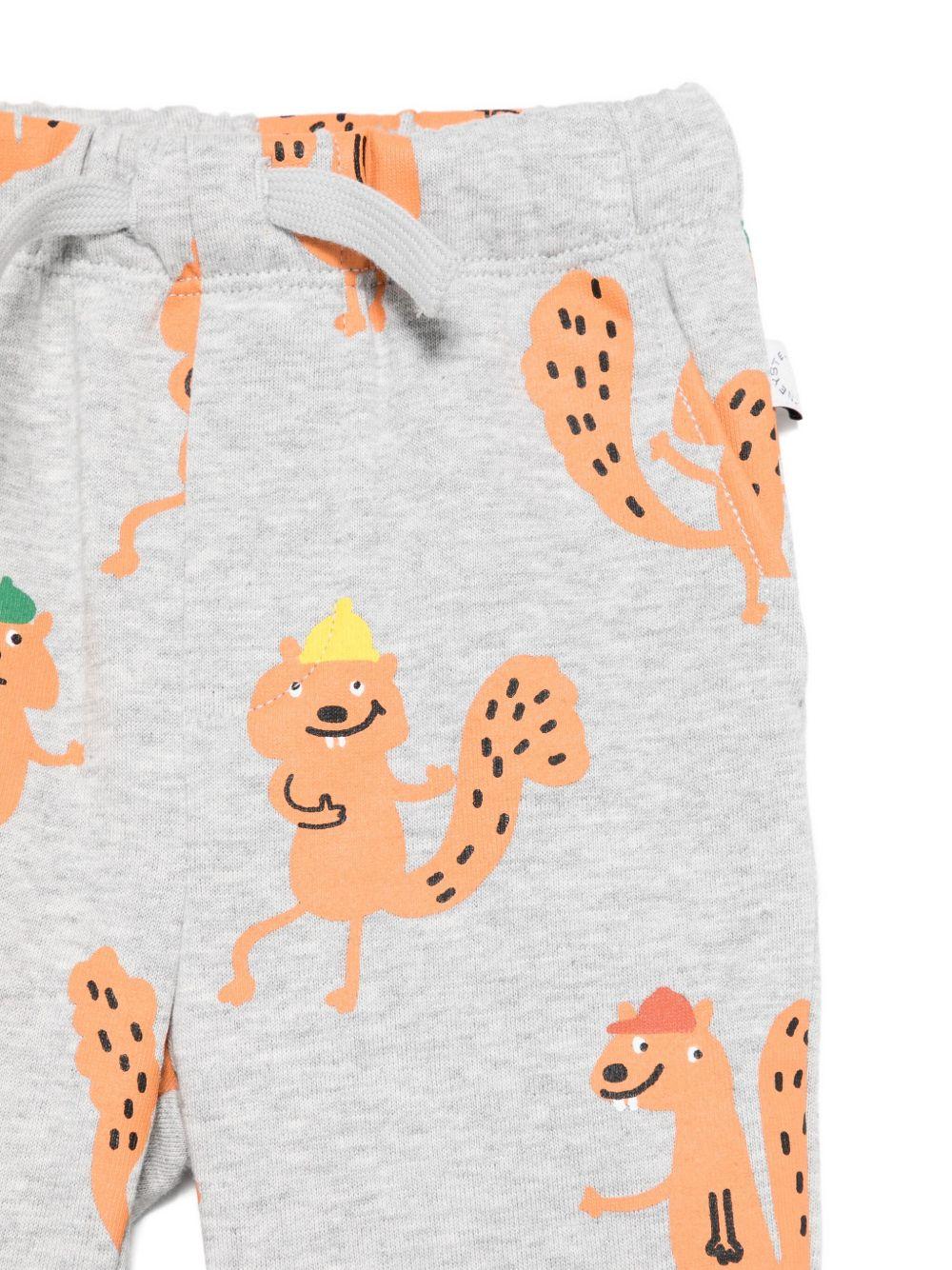 Pantaloni per neonato Stella McCartney Kids grigio con coulisse e stampa scoiattolo TX6570 Z3199 807MC STELLA McCARTNEY KIDS 