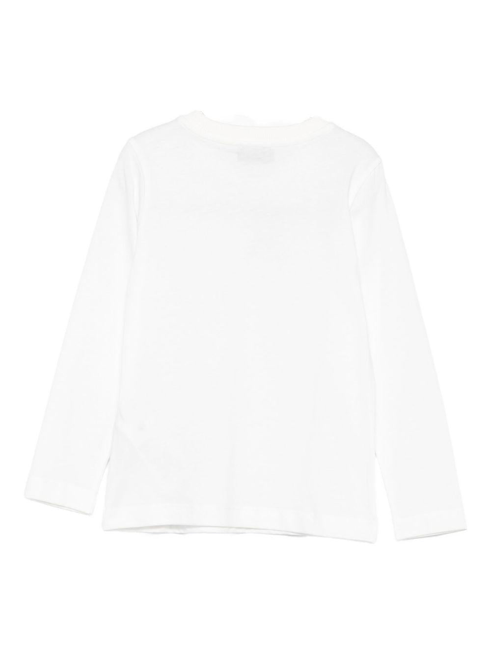 T-shirt per bambini Moschino Kids bianco con stampa grafica HUO00ZLAA01 10063 MOSCHINO KIDS 