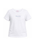 T-shirt per bambina Emilio Pucci Junior bianca con dettaglio logo con motivo Iride PZ8A21 Z3672 100 EMILIO PUCCI KIDS 