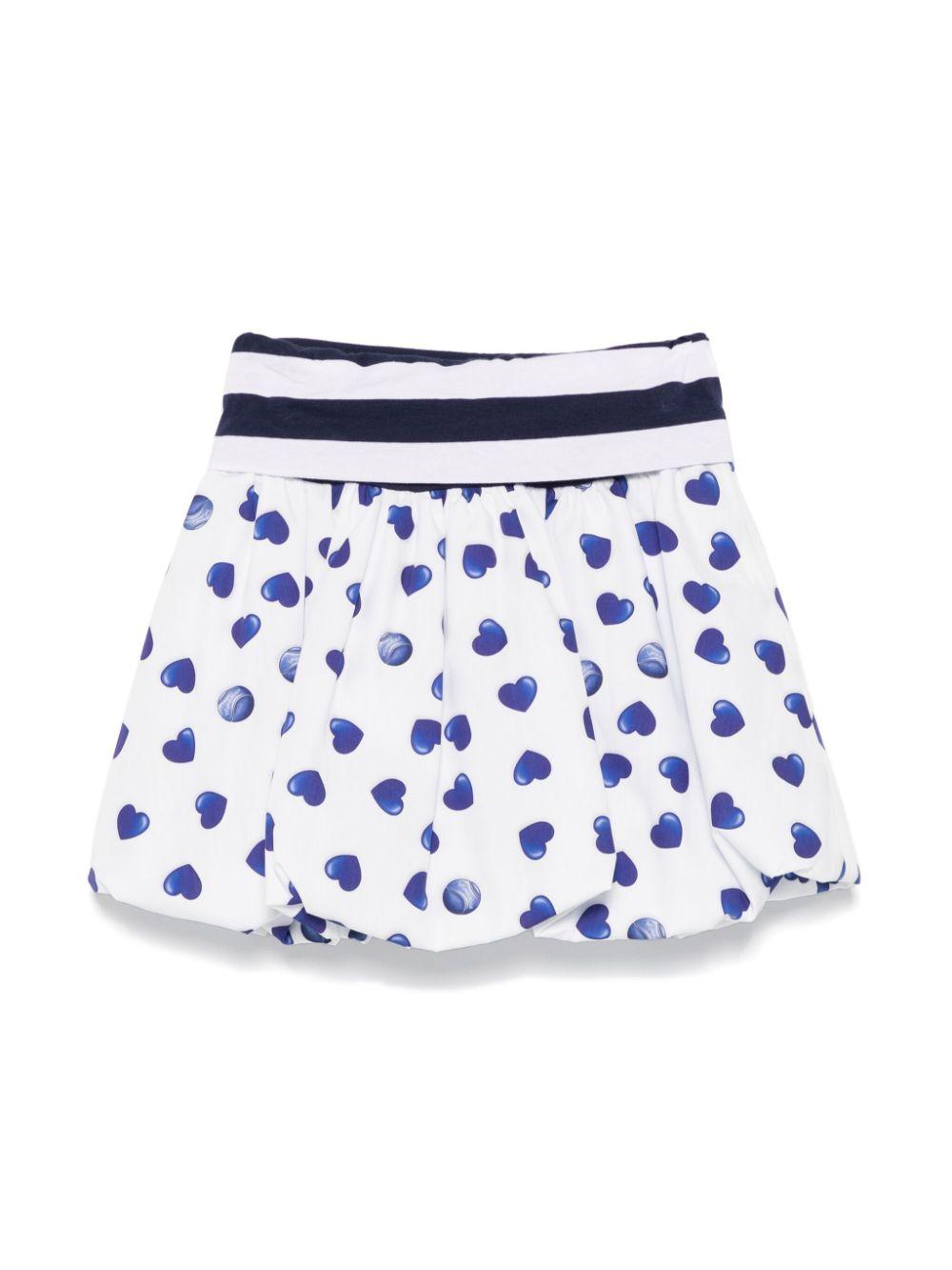 Minigonna per bambina Monnalisa bianco con stampa cuore blu 11E704 5605 9956 MONNALISA 