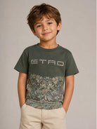 T-shirt per bambino Etro Kids verde con stampa floreale GZ8A31 Z3672 70J ETRO KIDS 