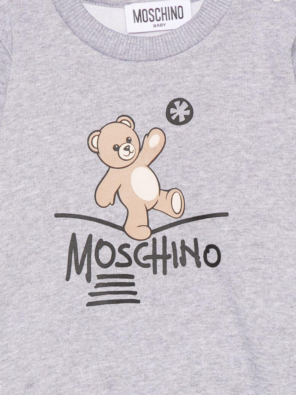 Felpa per neonati Moschino Kids grigia con motivo Teddy Bear MVF060LCA83 60901 MOSCHINO KIDS 