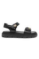 Sandali per bambina Elisabetta Franchi La Mia Bambina nera con placca logo dorata F4A2E0586173 3999 ElISABETTA FRANCHI KIDS 