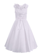 Abito per bambina Monnalisa bianco con dettaglio a fiori 77G900 7121 0001 MONNALISA KIDS 