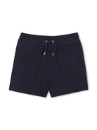 Shorts per bambina Chloé Kids blu in cotone biologico e logo sul retro C20464 859 CHLOE' KIDS 