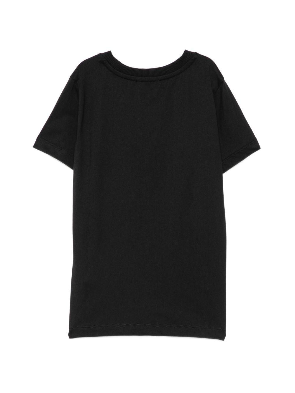 T-shirt per bambini Moschino Kids nera con stampa grafica con logo H6M058LAA20 60100 MOSCHINO KIDS 