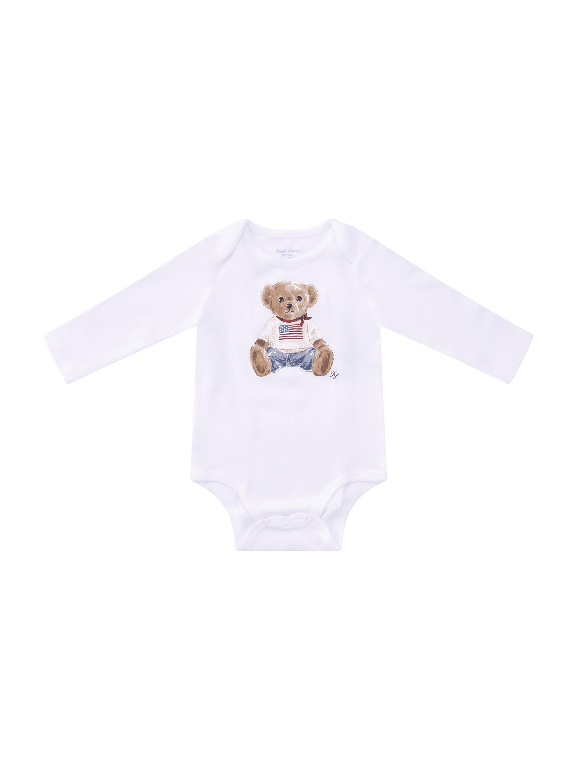 Set tutina bavaglino e cappellino per neonato Polo Ralph Lauren Kids bianco con stampa Teddy Bear 320P00760 001 Ralph Lauren kids 