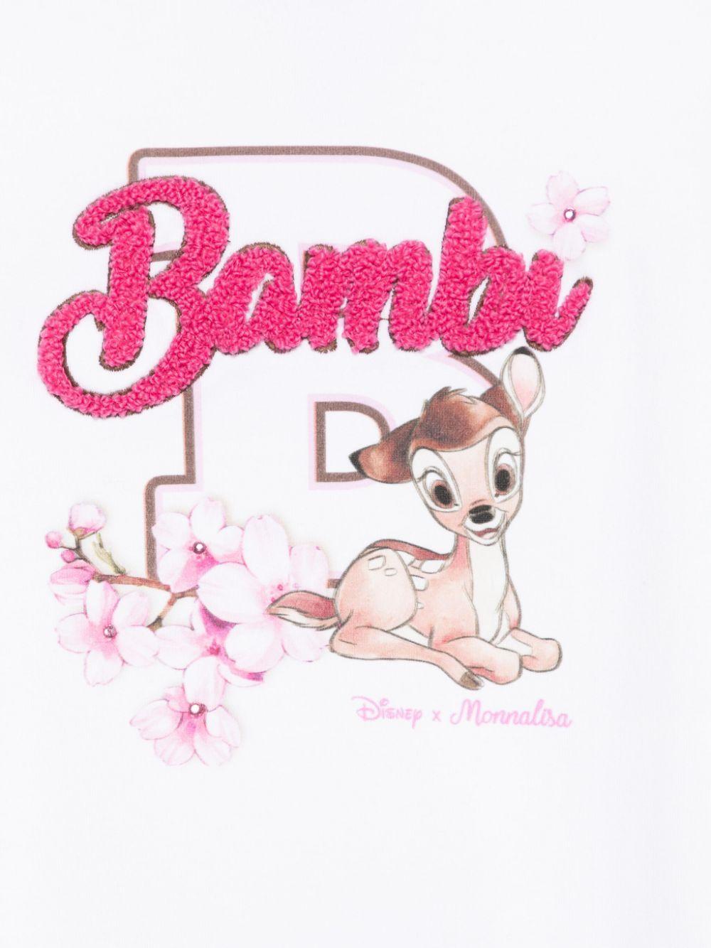 Felpa per bambina Monnalisa bianco con stampa Bambi x Disney 19E800 5003 0099 MONNALISA 