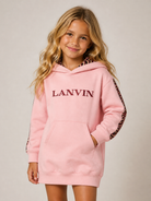 Abito modello felpa per bambina Lanvin Kids rosa con logo ricamato N30407 48N LANVIN KIDS 