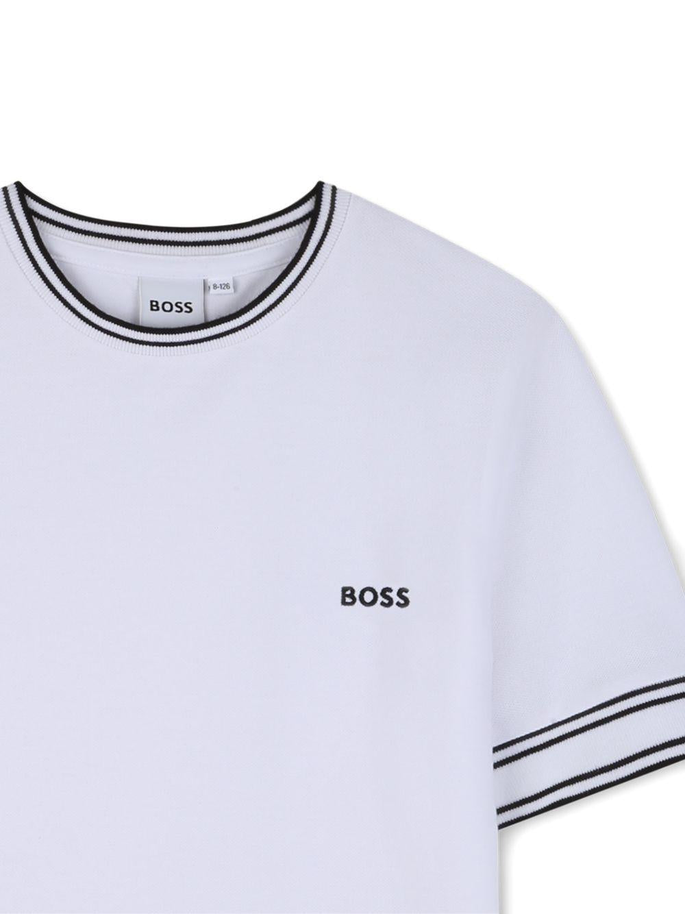 T-shirt per bambino Boss Kids bianco con logo sul petto J52981 10P BOSS KIDS 