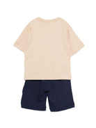 Set t-shirt e shorts per bambino Moschino Kids beige e blu con tasche cargo HUG00WLCA88 83700 MOSCHINO KIDS 