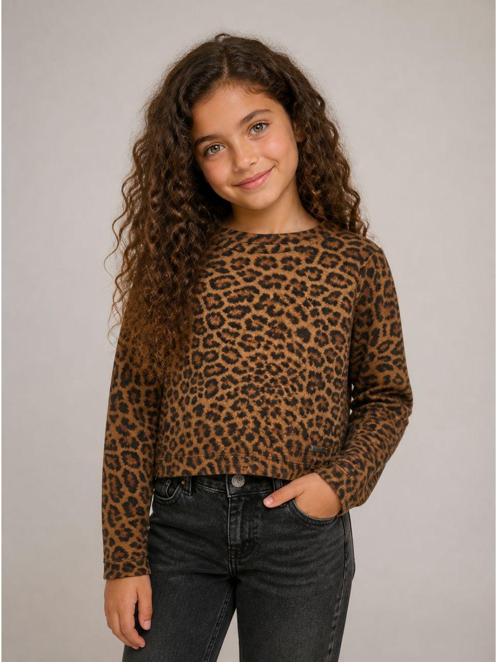 Maglia per bambina Monnalisa Kids marrone con stampa animalier 41H608 8624 0080 MONNALISA KIDS 