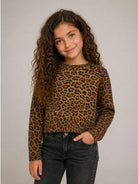 Maglia per bambina Monnalisa Kids marrone con stampa animalier 41H608 8624 0080 MONNALISA KIDS 