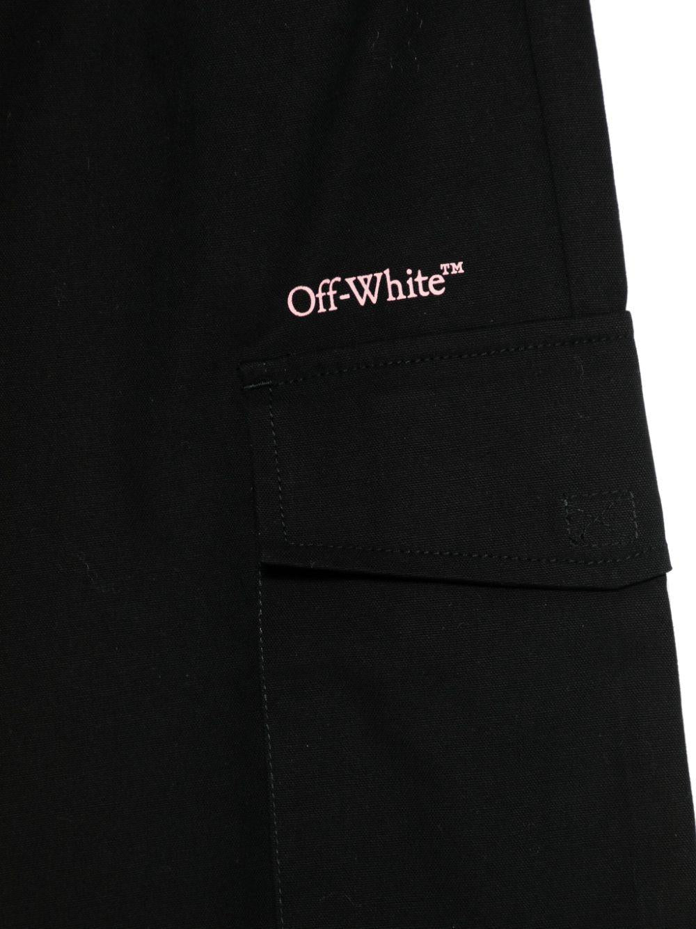 Cargo con stampa per bambina Off-White Kids nero con vita elasticizzata OGCF006S25FAB002 1030 OFF WHITE KIDS 