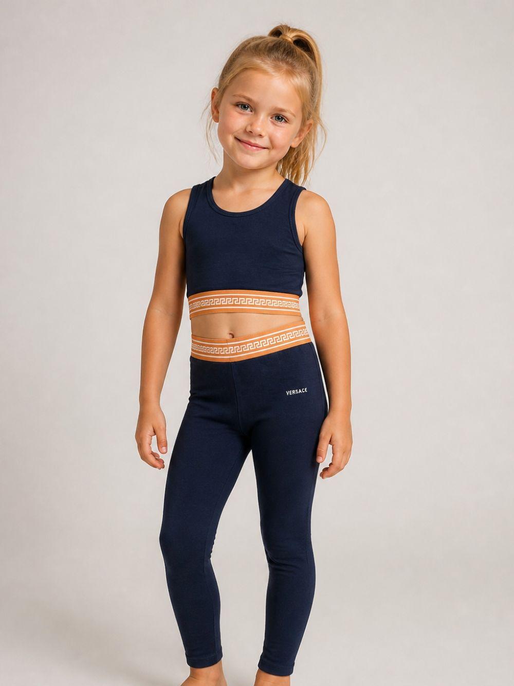 Leggings per bambina Versace Kids blu con elastico in vita 10249251A18119 2U9J0 VERSACE KIDS 
