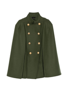 Cappotto a mantella per bambina Balmain Kids verde con collo alto BX2B03 E0169 762OR BALMAIN KIDS 
