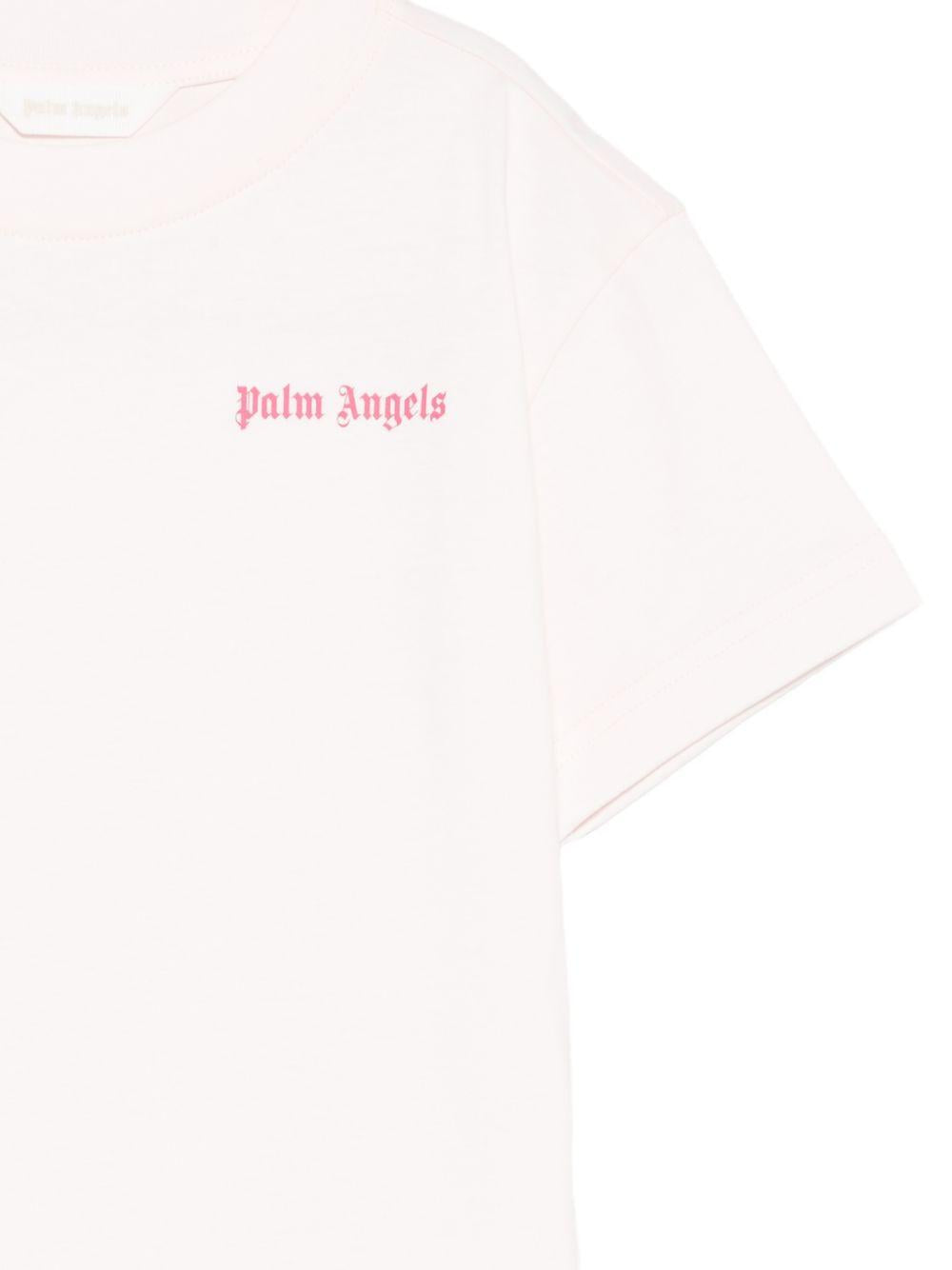 T-shirt per bambina Palm Angels Kids rosa con logo sul davanti PGAA002S26JER003 042 PALM ANGELS KIDS 