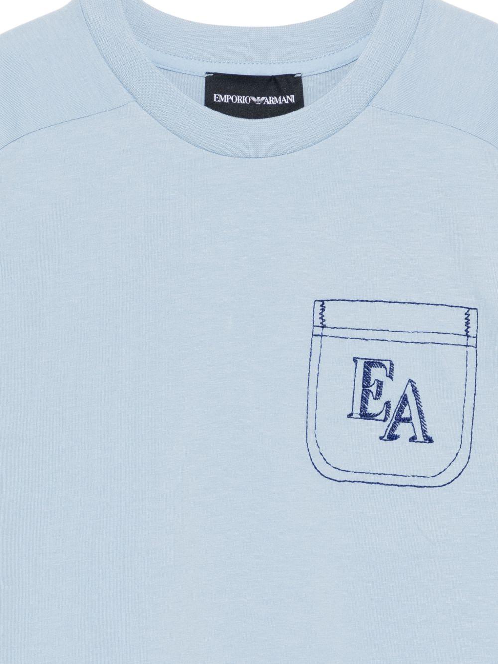T-shirt per bambino Emporio Armani Kids azzrra con taschino sul petto EB000940 AF21820 U9360 EMPORIO ARMANI KIDS 