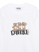 Felpa per bambini Moschino Kids bianca con stampa Teddy Bear HVF08VLCA88 10101 MOSCHINO KIDS 