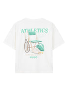 T-shirt per bambino Hugo Kids bianca con stampa grafica sul retro G01023 153 Hugo KIDS 