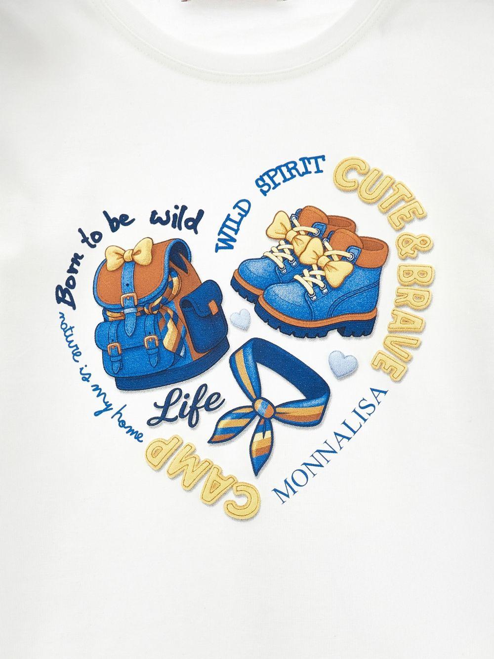 T-shirt per bambina Monnalisa Kids bianca con stampa grafica e maniche lunghe 11H624 8201 0156 MONNALISA KIDS 