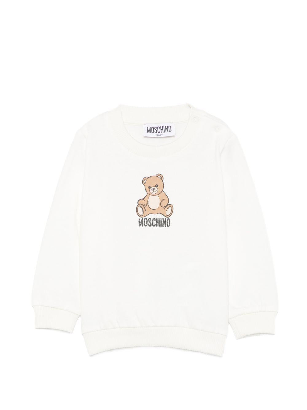 Felpa per neonati Moschino Kids bianca con motivo Teddy Bear MUF06ILCA40 10063 MOSCHINO KIDS 