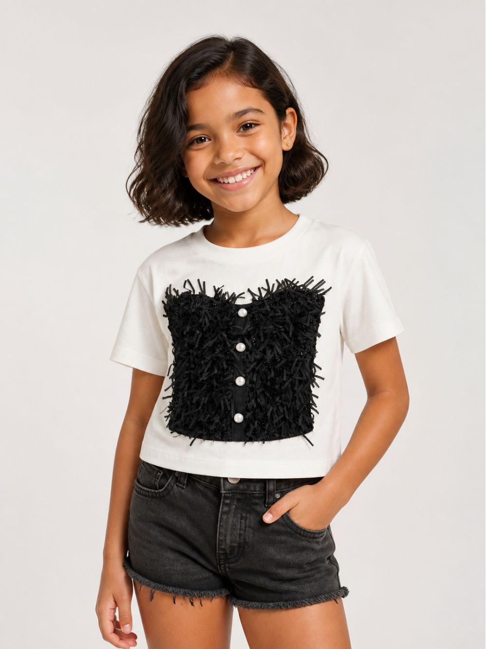 T-shirt per bambina Monnalisa Kids bianca con stampa sul davanti 79H606 8049 0150 MONNALISA KIDS 