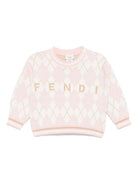 Maglione per neonata Fendi Kids rosa con ricamo BUG198 AUKS F0ZKY FENDI KIDS 