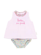 Abito Abbie per neonata MC2 Saint Barth Kids rosa con scritta ricamata "Better in pink" sul davanti ABB0002 03881L MC2 ST. BARTH KIDS 