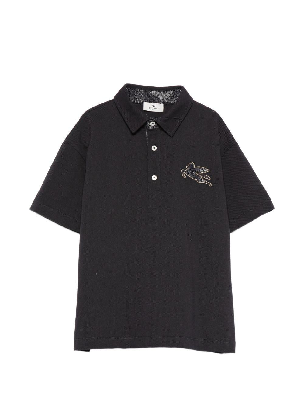 T-shirt per bambino Etro Kids nera con colletto stile polo GY8P01 Z0022 621 ETRO KIDS 