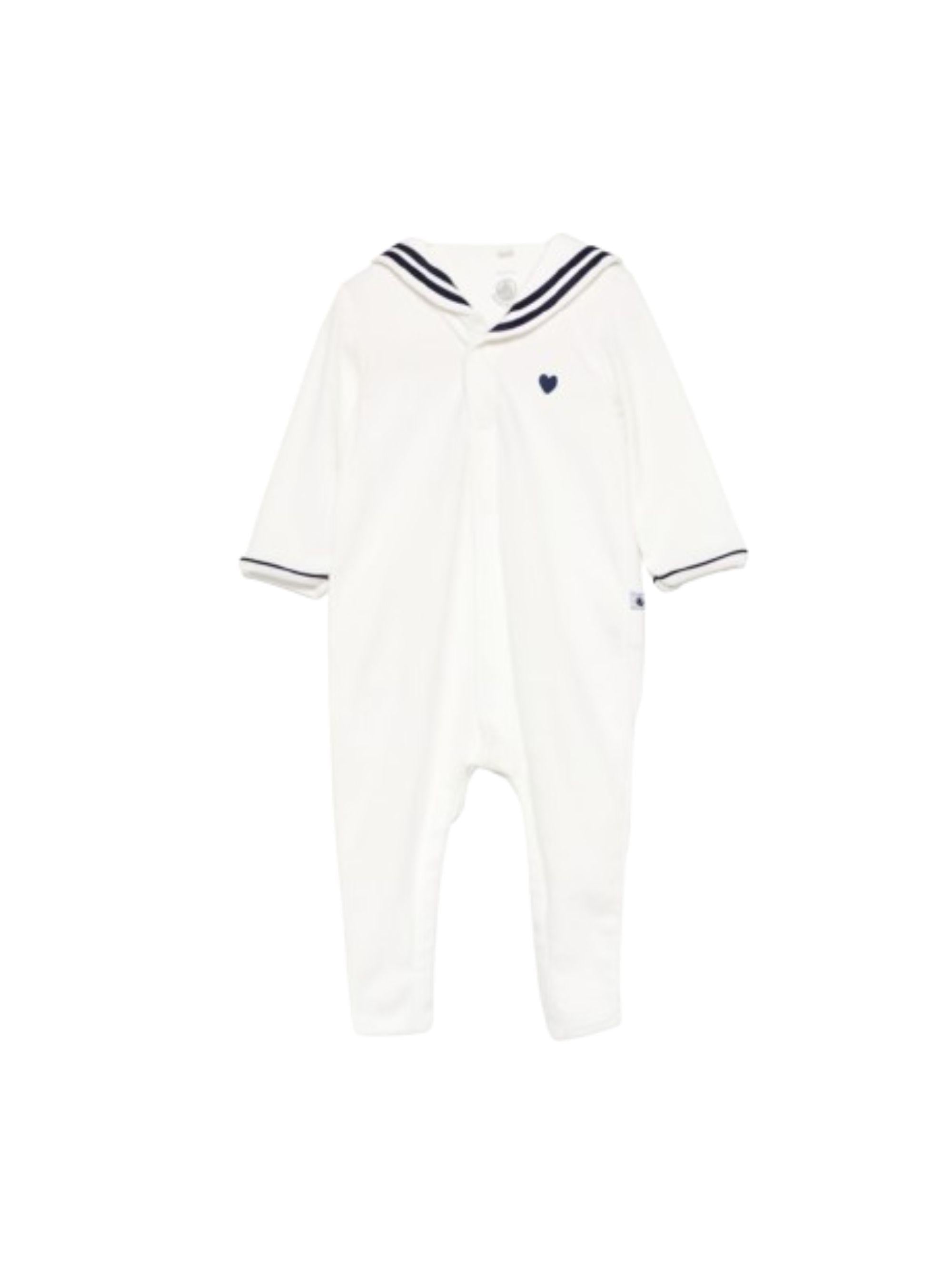 Tutina per neonato Petit Bateau bianca con dettaglio a cuore A0F79 01 PETIT BATEAU KIDS 
