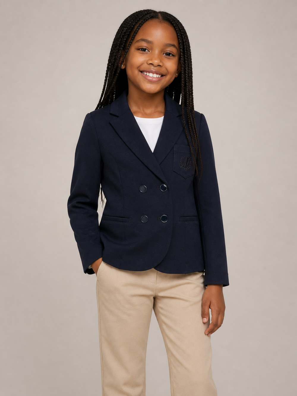 Giacca per bambina Monnalisa Kids blu con logo ricamato sul petto 18HGIA 8225 056S MONNALISA KIDS 