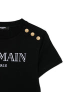 T-shirt con logo ricamato per bambina Balmain Kids nero con orlo dritto BW8A21 Z0116 930OR BALMAIN KIDS 