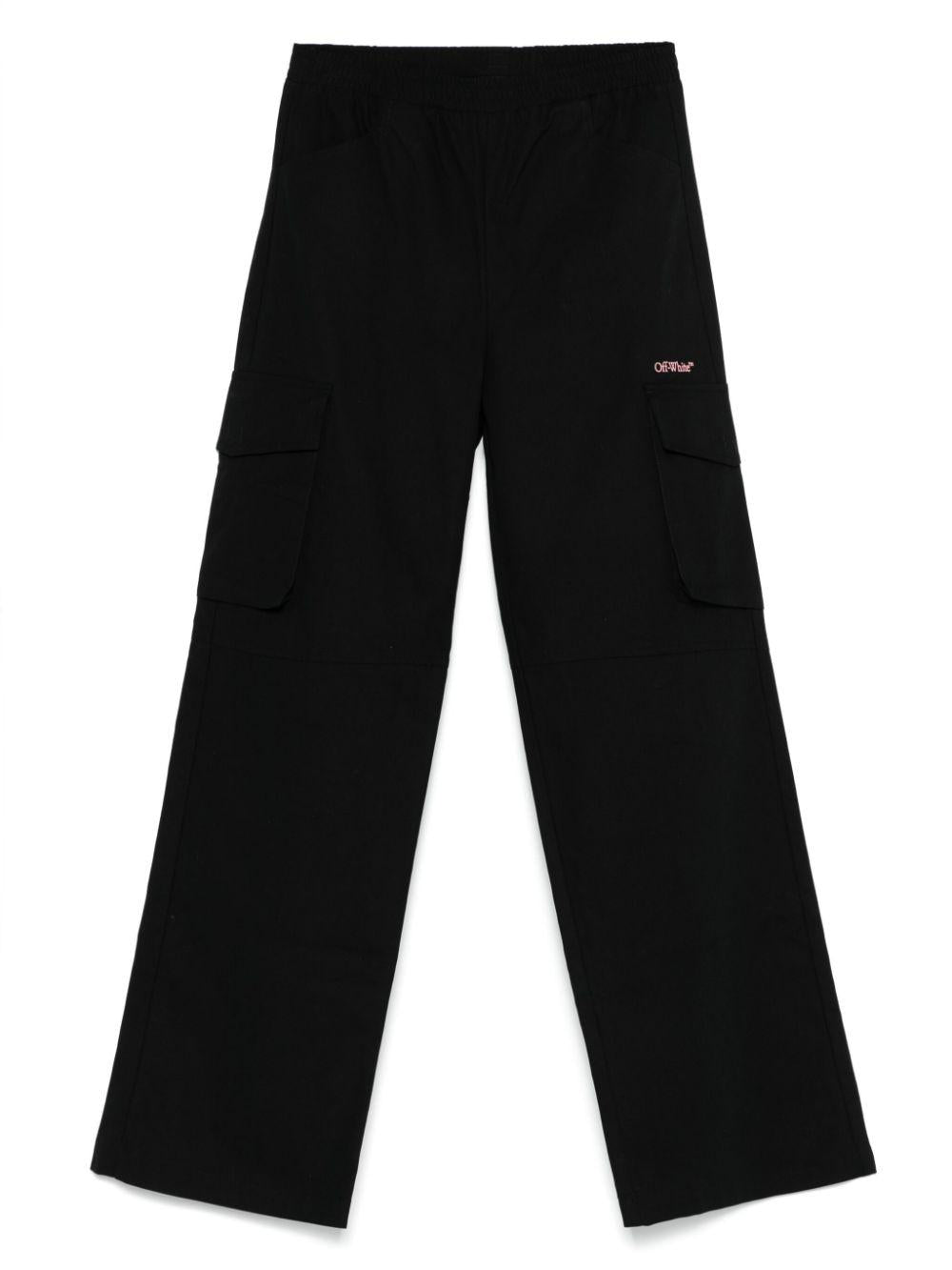 Cargo con stampa per bambina Off-White Kids nero con vita elasticizzata OGCF006S25FAB002 1030 OFF WHITE KIDS 