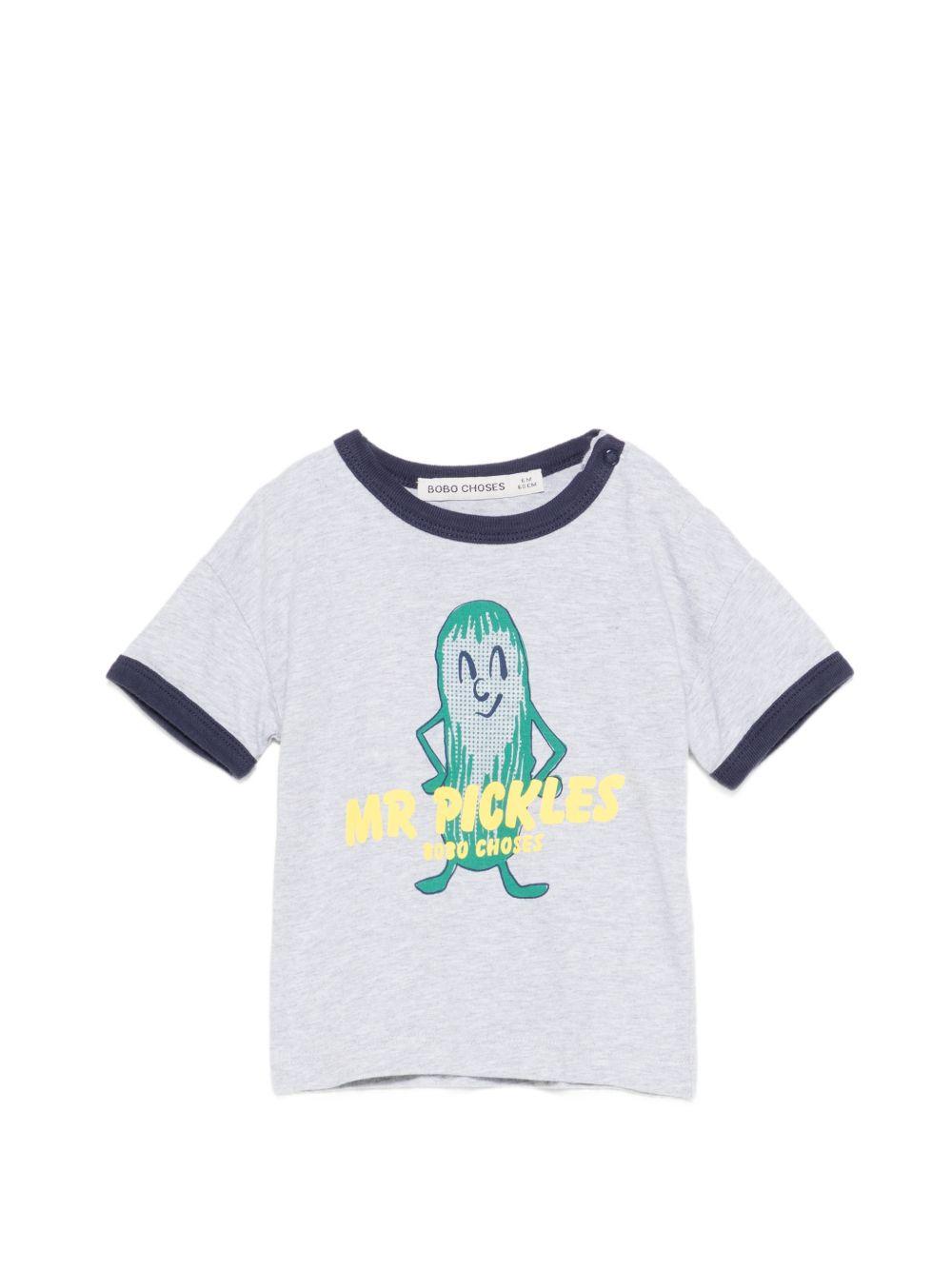 T-shirt per neonato Bobo Choses grigia con stampa Mr. Pickles B126AB017 041 BOBO CHOSES KIDS 