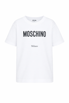 T-shirt per bambino Moschino Kids bianca con stampa logo H6M05GLAA23 10101 MOSCHINO KIDS 