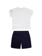 Set t-shirt e shorts per neonato Moschino Kids bianco e nero con stampa Teddy MXG00MLAA17 83240 MOSCHINO KIDS 