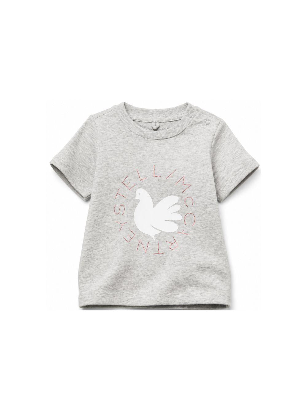 T-shirt per neonati Stella McCartney Kids grigia con stampa grafica TZ8001 Z3772 807 STELLA McCARTNEY KIDS 