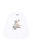 Felpa per neonati Moschino Kids bianca con stampa Teddy Bear MVF060LCA83 10101 MOSCHINO KIDS 