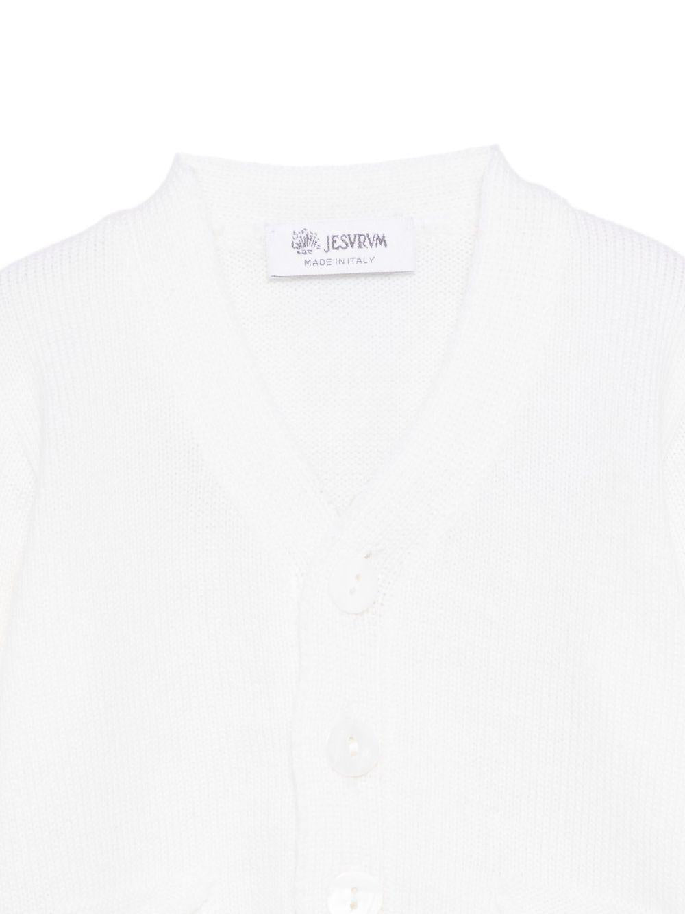 Cardigan per neonato Jesurum Baby bianco con due tasche applicate sul davanti 090150 VAR.90 JESURUM 