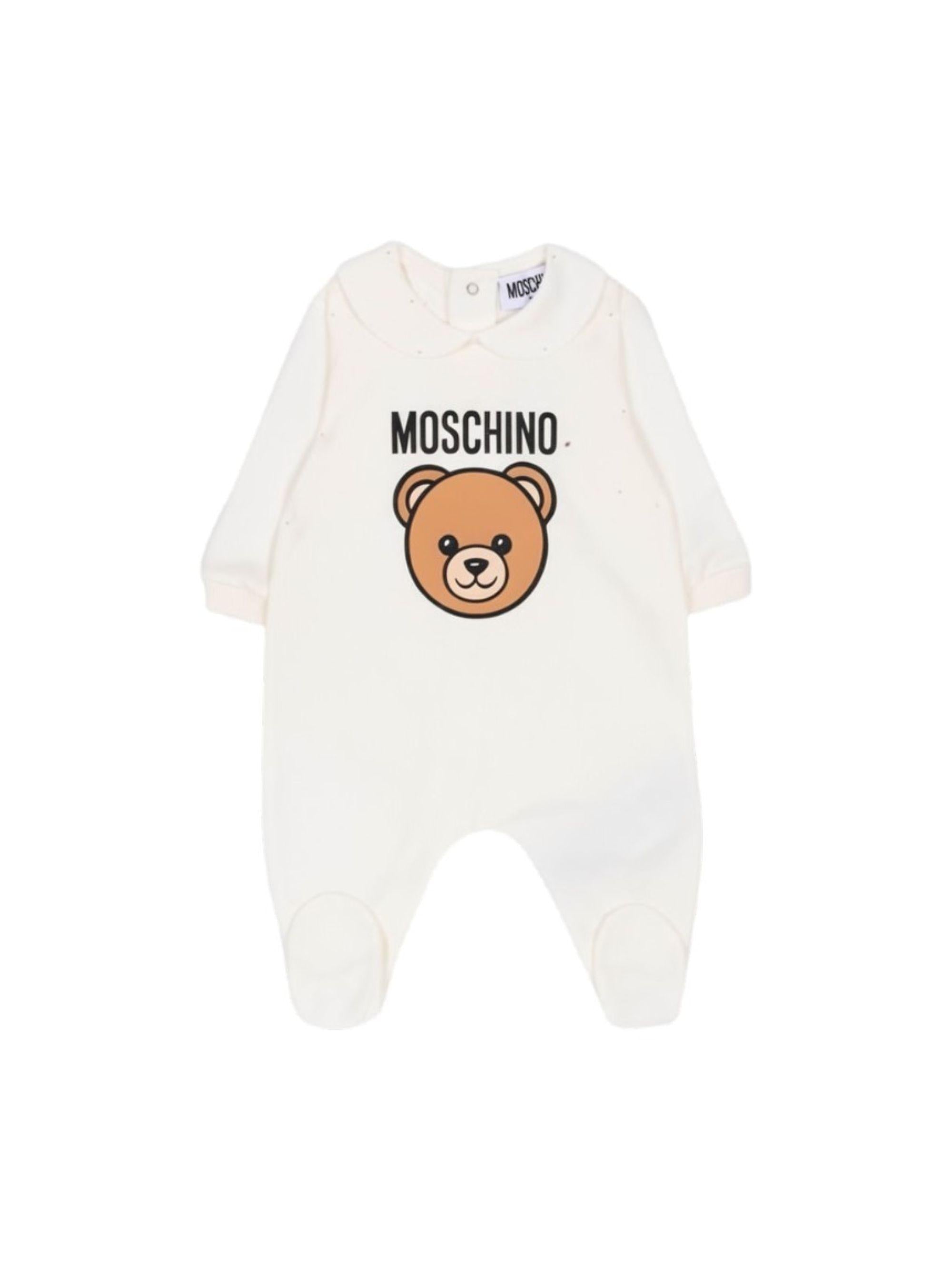 Tutina per neonati Moschino Kids bianca con Teddy Bear MUY098LCA19 10063 MOSCHINO KIDS 