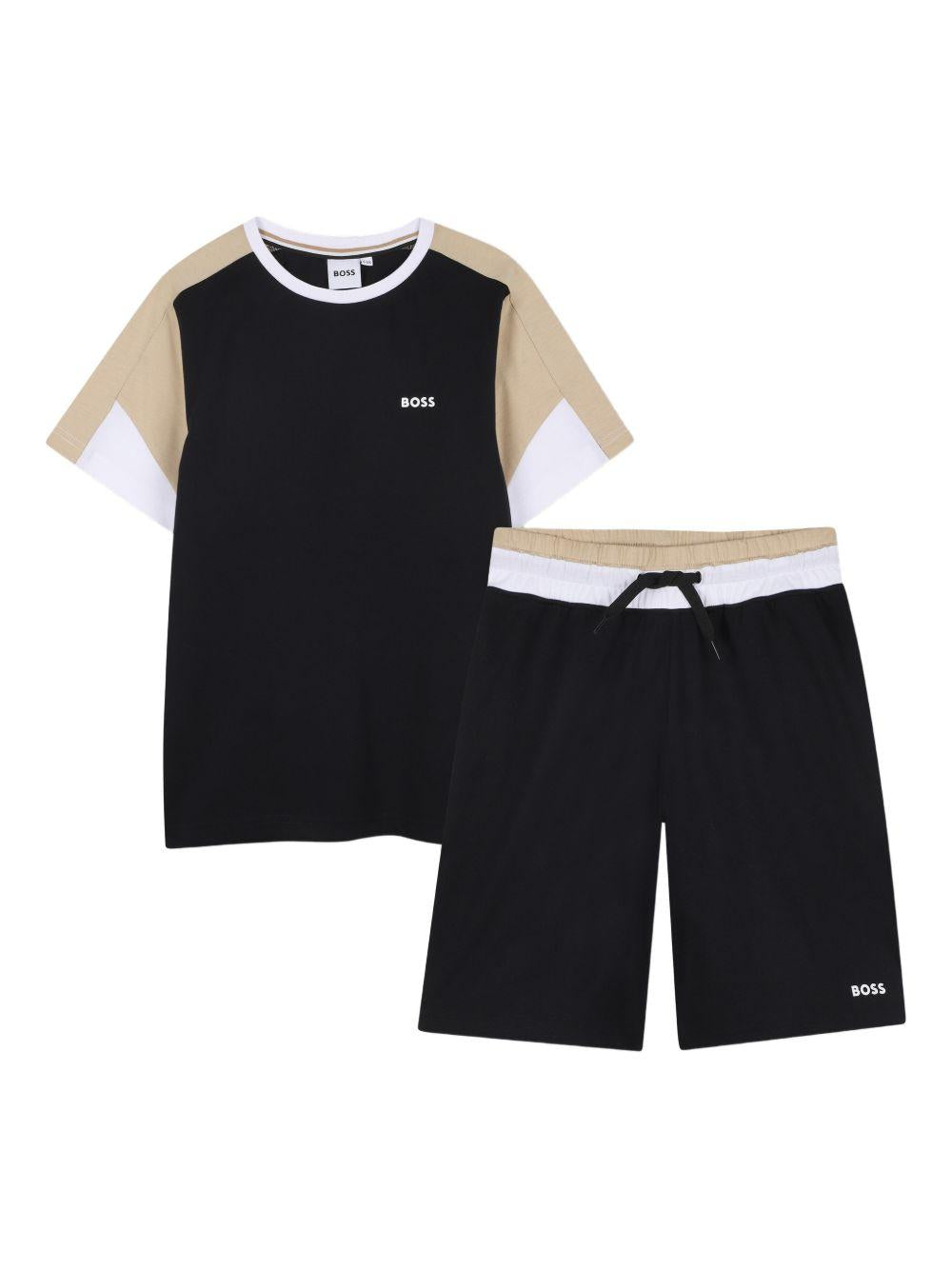 Completo per bambino Boss Kids nero con dettagli a contrasto J53006 09B BOSS KIDS 
