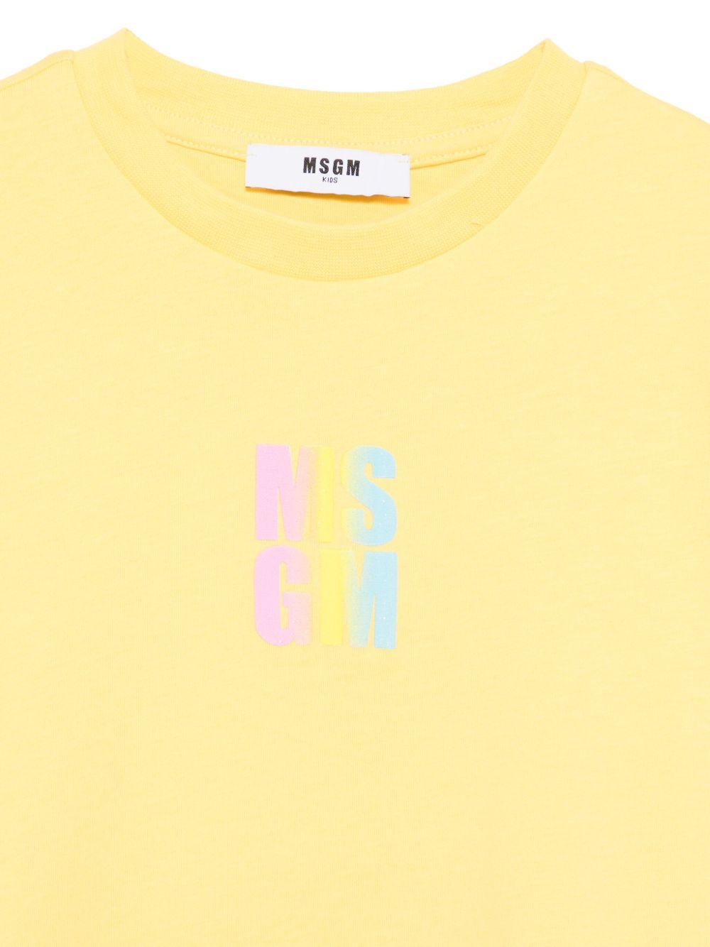 T-shirt in jersey per bambina MSGM Kids giallo con orlo dritto S5MSJGTH218 MS009 MSGM KIDS 