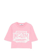 T-shirt per bambina MSGM Kids rosa con stampa logo sul davanti S6MSJGTH128 MS070 MSGM KIDS 