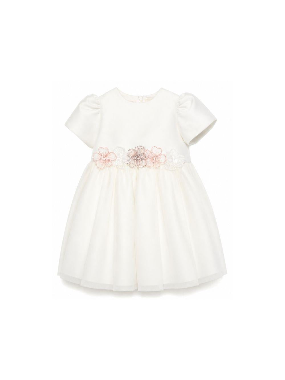 Abito per neonata Simonetta bianco con applicazione floreale SY1021 T0002 102 SIMONETTA KIDS 