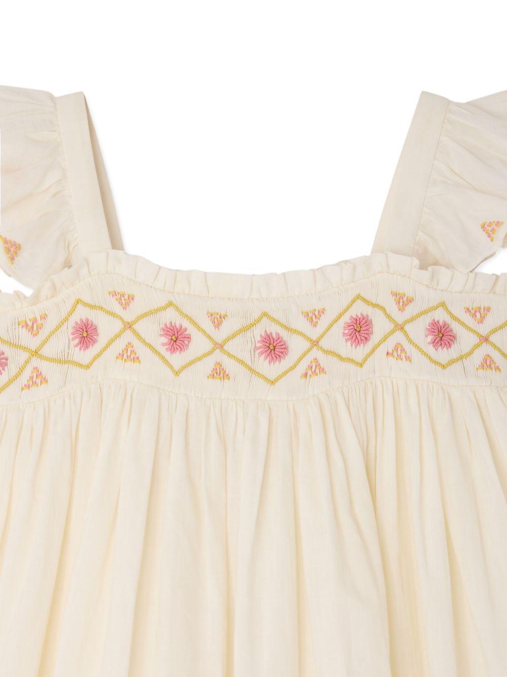 Abito per bambina Bonpoint bianco con ruches S06GDRW00029 103 BONPOINT KIDS 