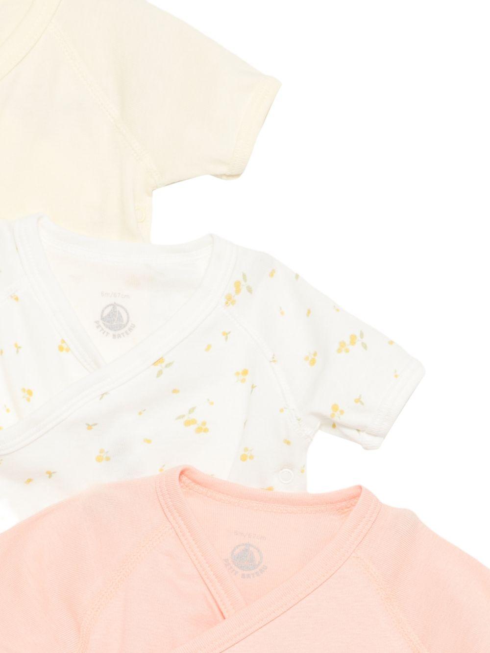 Tre body per neonata Petit Bateau multicolore con scollo a V A0FAK 00 PETIT BATEAU 