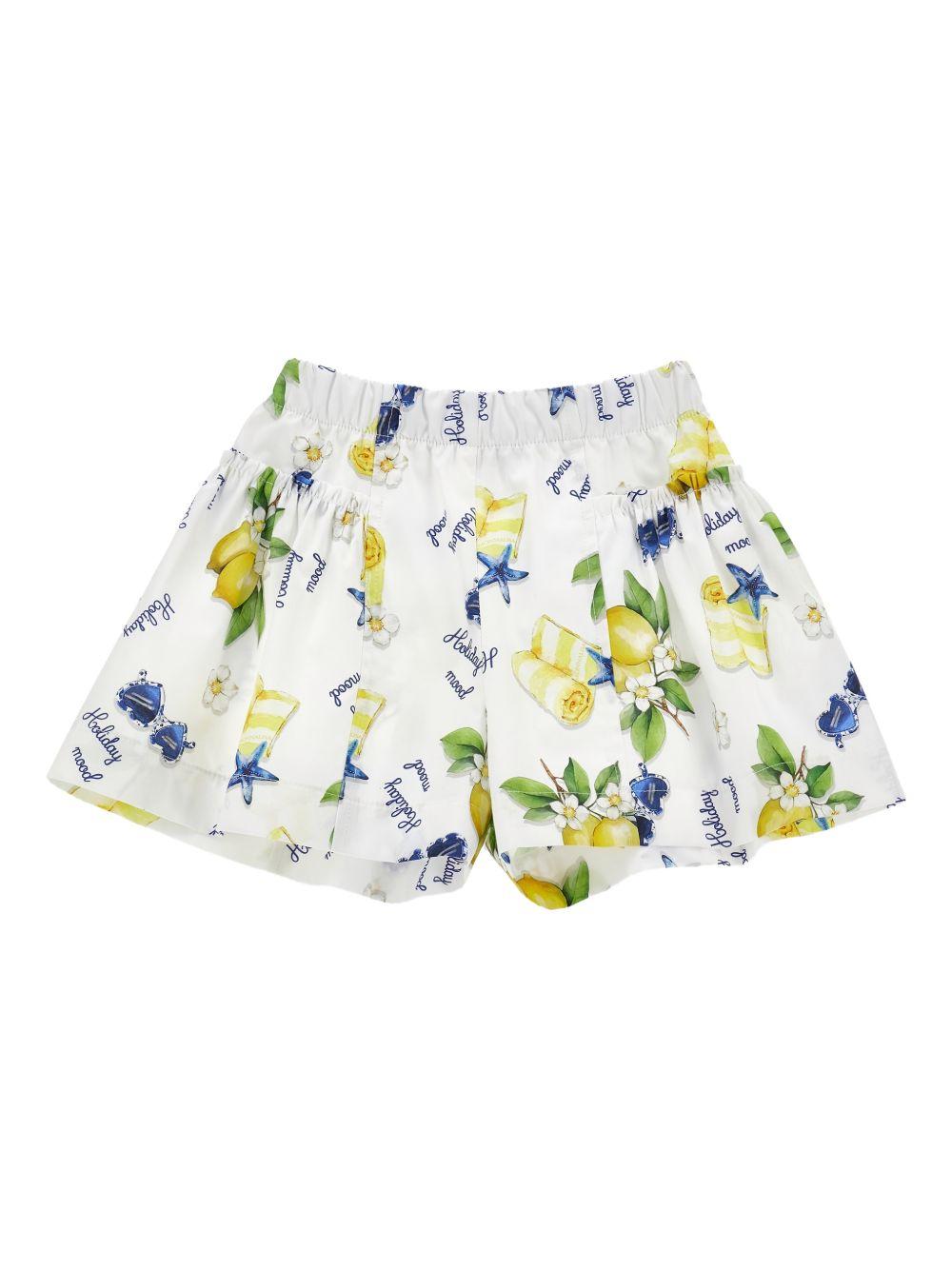 Shorts per bambina Monnalisa Holiday Mood bianco con stampa 11G417 7624 0099 MONNALISA KIDS 