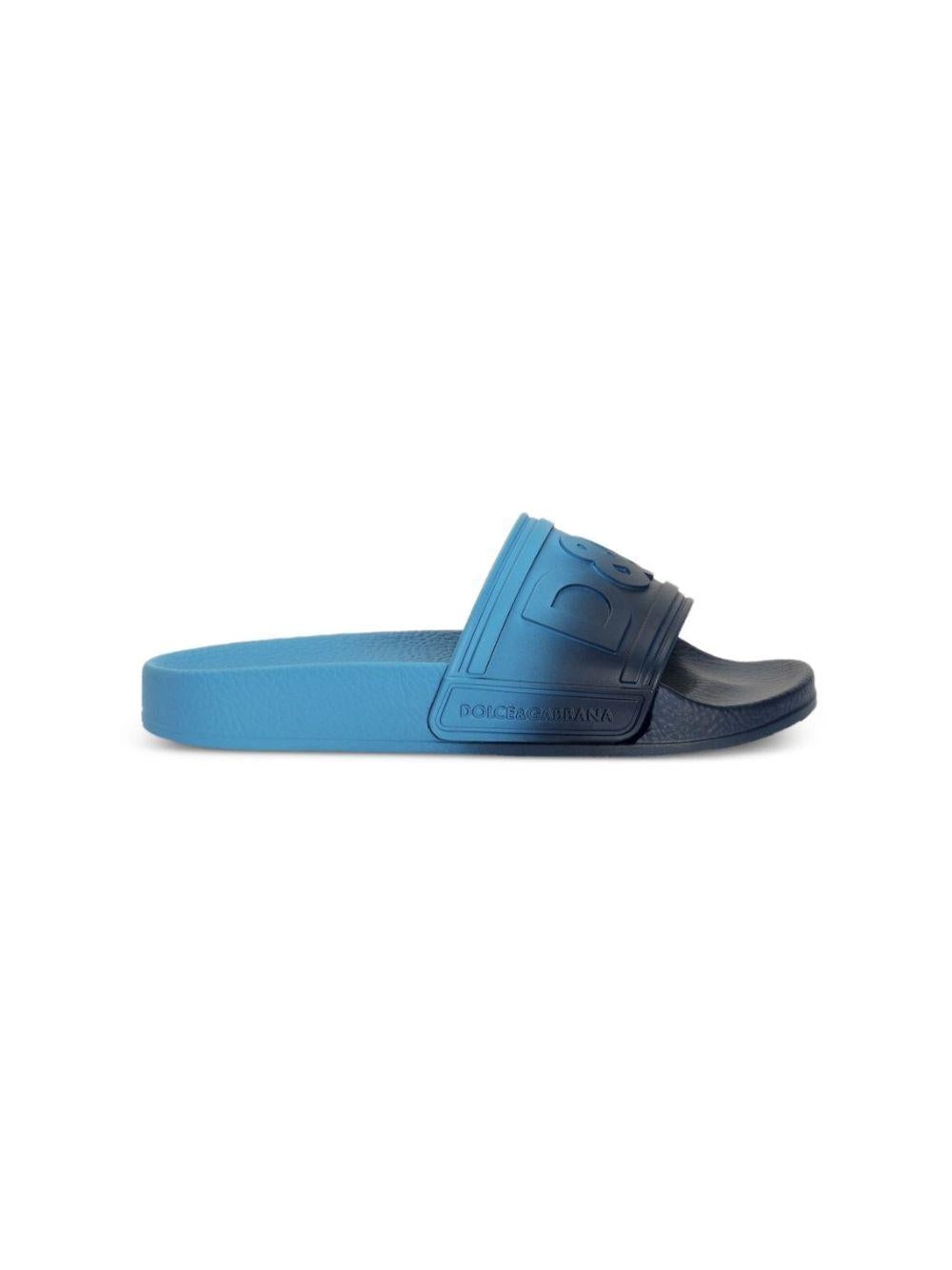 Ciabatte per bambino Dolce & Gabbana Kids blu e nero con logo goffrato DD0320 A5631 8L649 DOLCE & GABBANA KIDS 